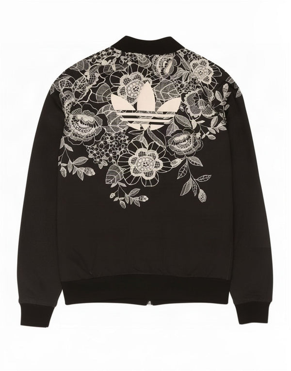 Adidas Damen Graphic Trainingsanzug Top Jacke UK 10 Small Black Floral