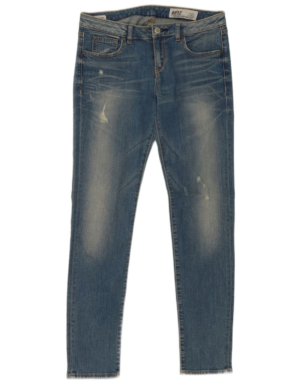 Rifle Womens Distressed Skinny Jeans W29 L28 Blaue Baumwolle