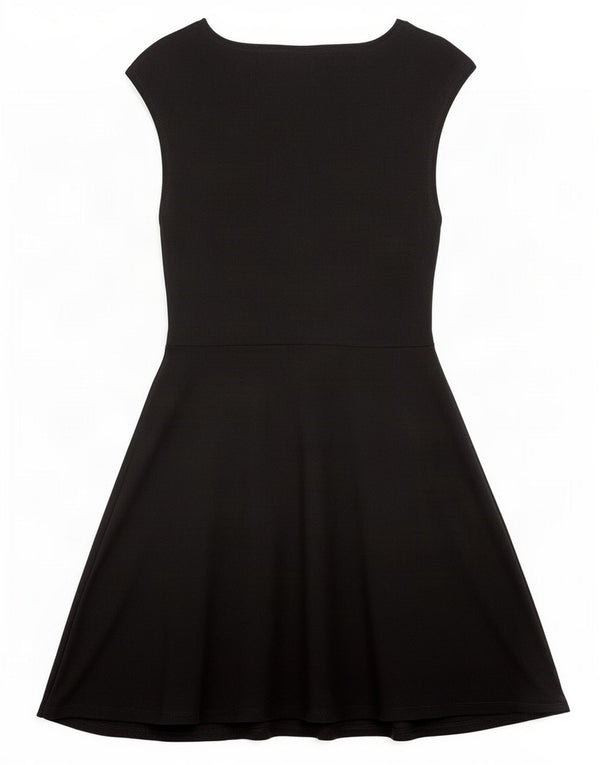 Topshop Damen Ärmelloses A-Linien-Kleid UK 12 Mittelschwarze Baumwolle