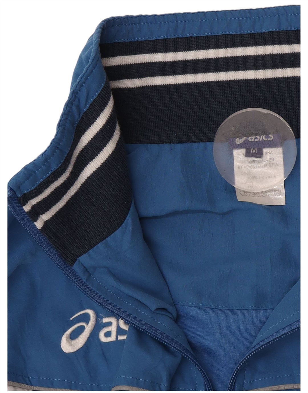 Asics Herren-Trainingsanzug mit Grafik-Oberteil, Mittelblaues Farbblock-Polyester