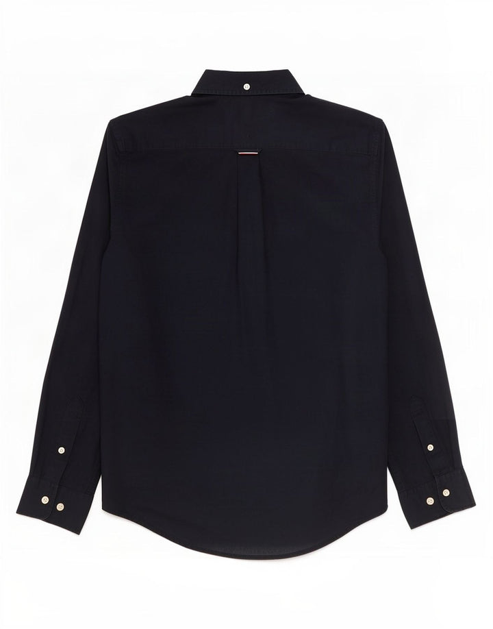 Tommy Hilfiger Herrenhemd aus mittelblauer Baumwolle in Marineblau