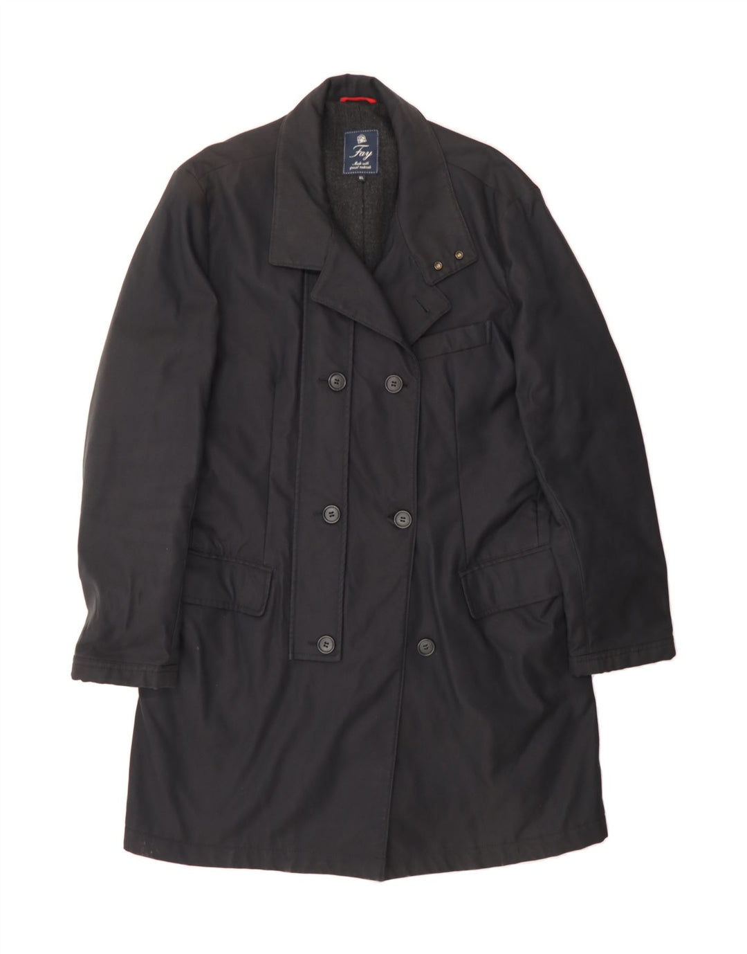 FAY Womens Double Breasted Coat UK 18 XL Black Vintage Fay and Second-Hand Fay from Messina Hembry 