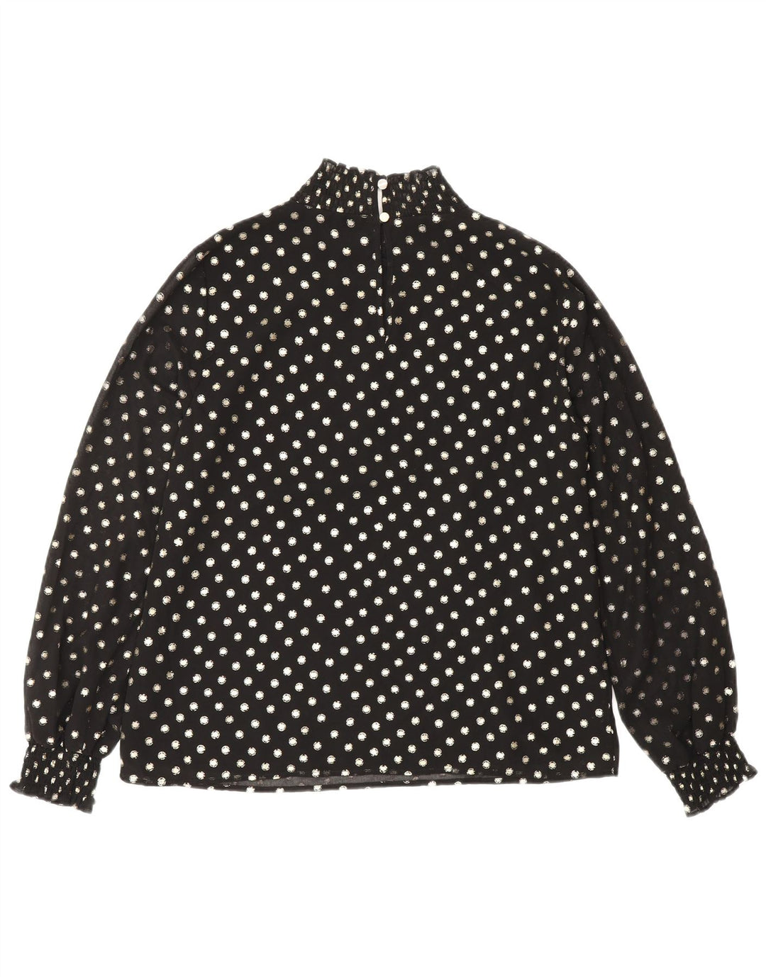 Oasis Langarm-Blusenoberteil für Damen UK 12 Mittelschwarz gepunktetes Polyester