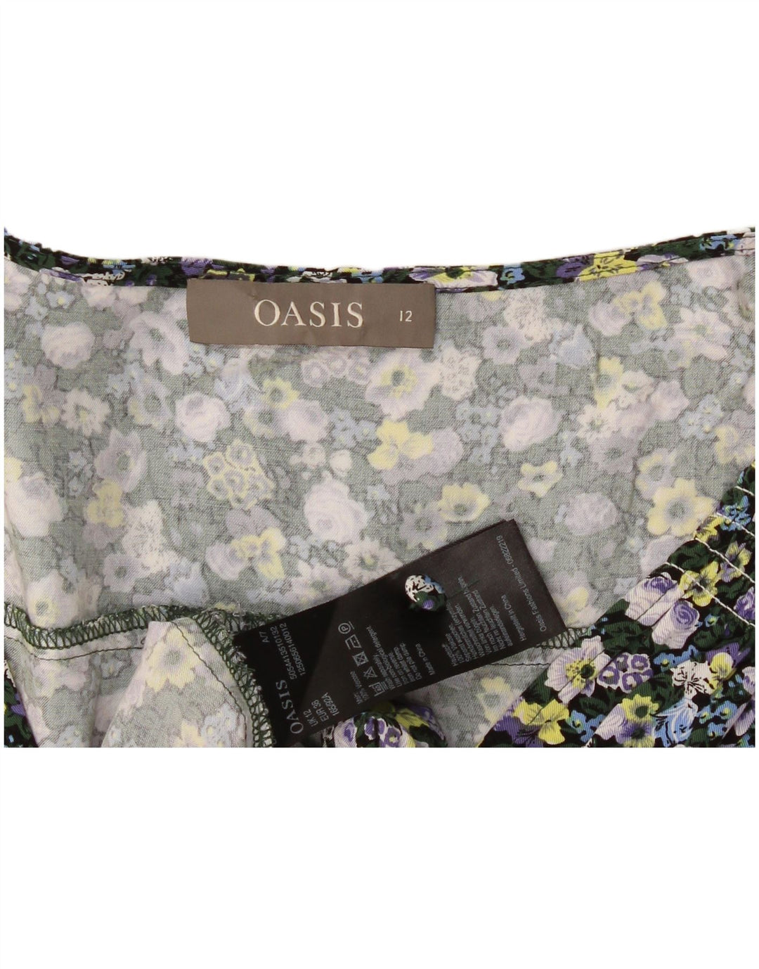 Oasis Damen-Blusenoberteil UK 12 Mittelmehrfarbige Viskose mit Blumenmuster
