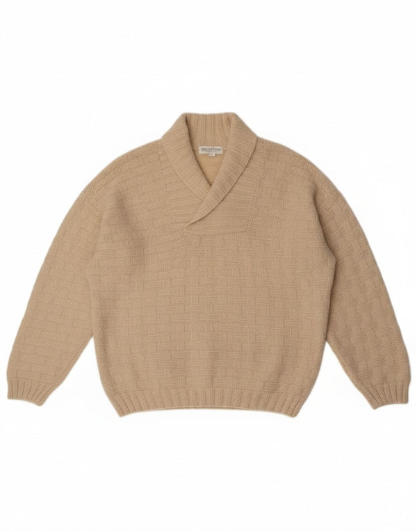 Vintage Damen Übergroßer Schalhalspullover Pullover UK 18 XL Off White