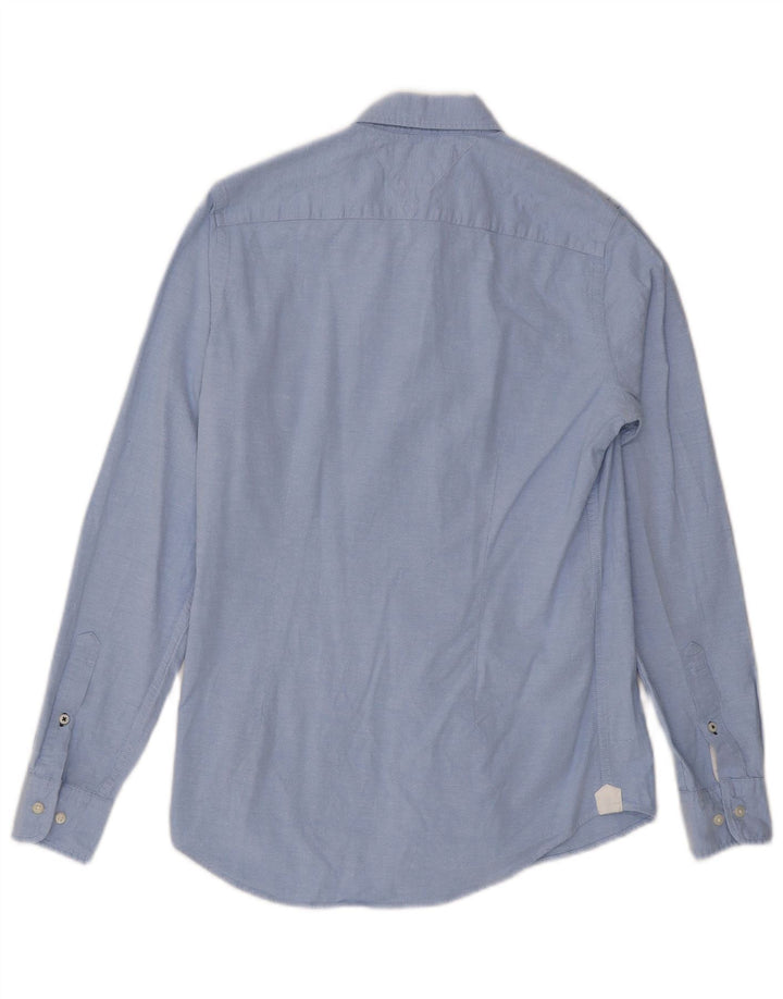 Tommy Hilfiger Herren-Slim-Fit-Hemd, klein, aus blauer Baumwolle
