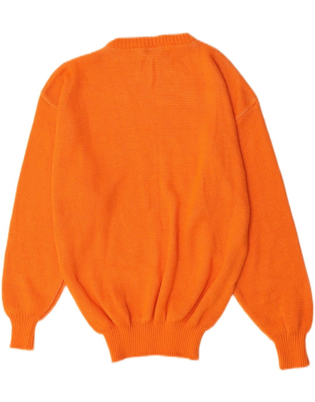 Vintage Damen Pullover mit grafischem Rundhalsausschnitt, UK 12, Mittelorange, Acryl