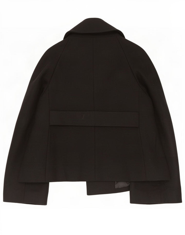 Benetton Damen Pea Coat IT 46 Große schwarze Wolle