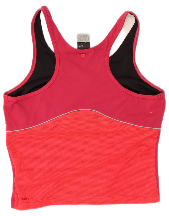 NIKE Damen Dri Fit Crop Vest Top UK 16/18 XL Rosa Farbblock
