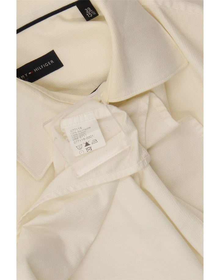 Tommy Hilfiger Herrenhemd, Größe 39, 15 1/2 Medium, cremefarbene Baumwolle