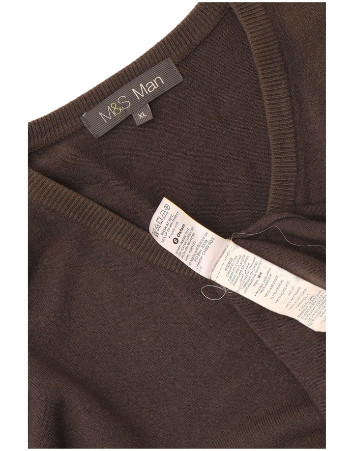 MARKS & SPENCER Herren-Pullover mit V-Ausschnitt, XL, graues Acryl