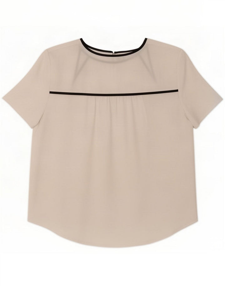 Armani Exchange Damen-Blusenoberteil UK 14 Mittelweißes Farbblock-Polyester