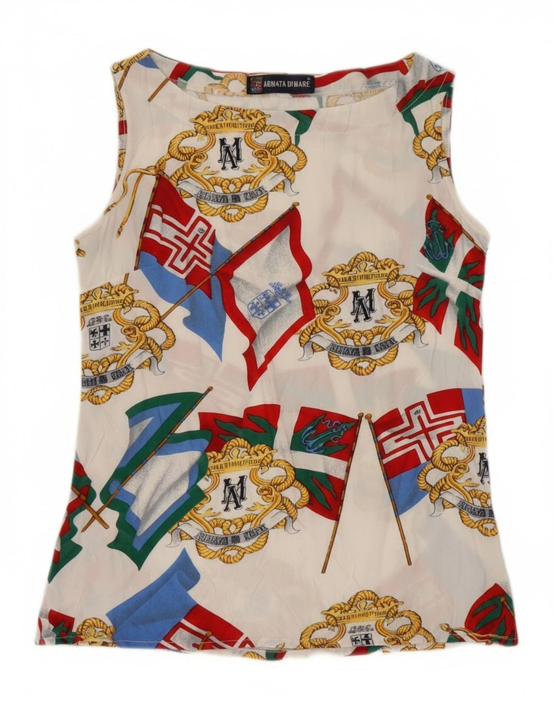 Armata Di Mare Damen-Blusenoberteil mit abstraktem Muster IT 44 Mittelweiß