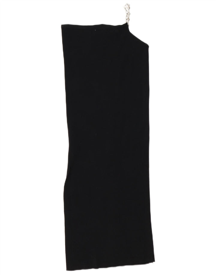 Zara Damen One-Shoulder-Kleid UK 10 Small Schwarz Viskose