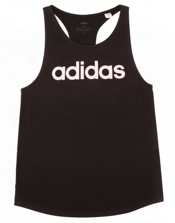 Adidas Damen Graphic Vest Top UK 10 Small Schwarz Baumwolle