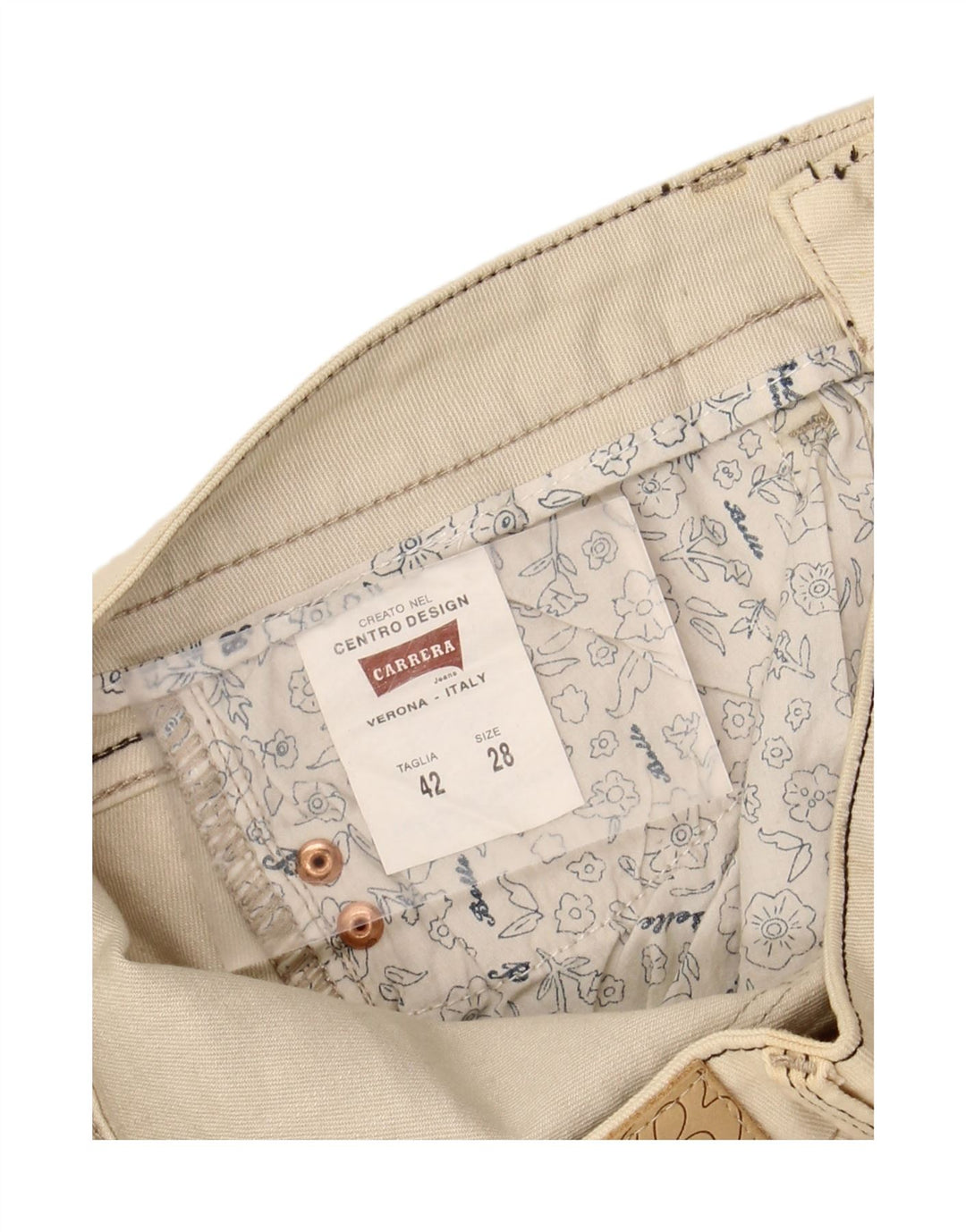 CARRERA Womens Slim Jeans IT 42 Medium W28 L27 Beige Cotton Vintage Carrera and Second-Hand Carrera from Messina Hembry 