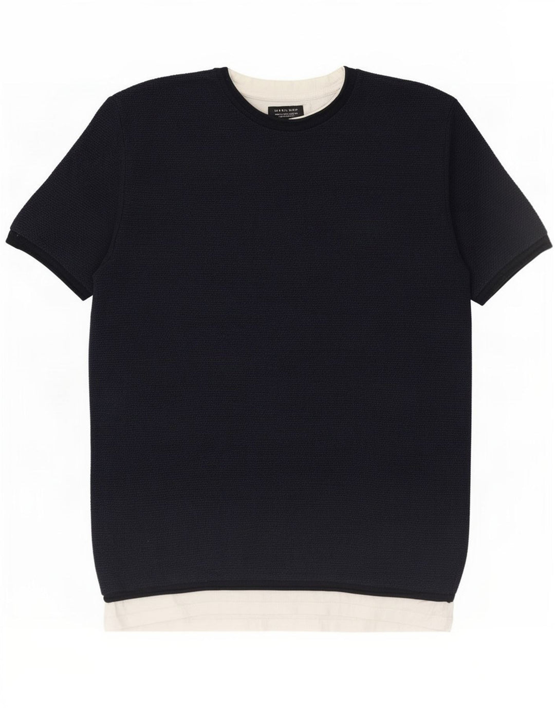 Zara Herren-T-Shirt-Oberteil, groß, Marineblau, Farbblock