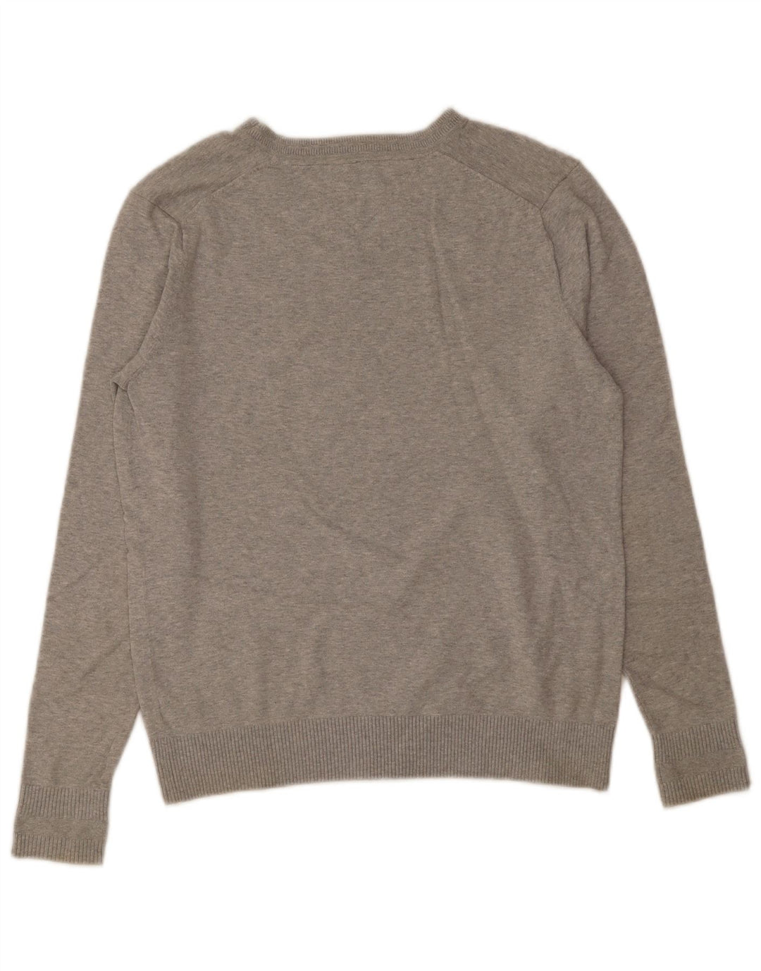 Tommy Hilfiger Herren-Pullover mit V-Ausschnitt, groß, graue Baumwolle