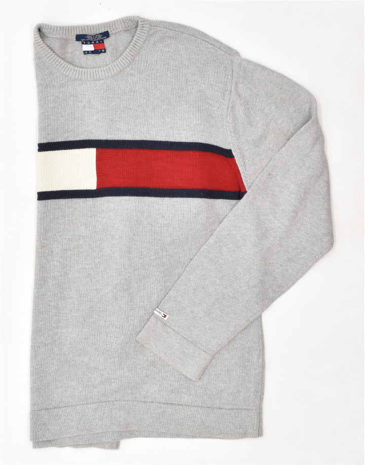 TOMMY HILFIGER Herren Grafik-Sweatshirt-Pullover, große graue Baumwolle