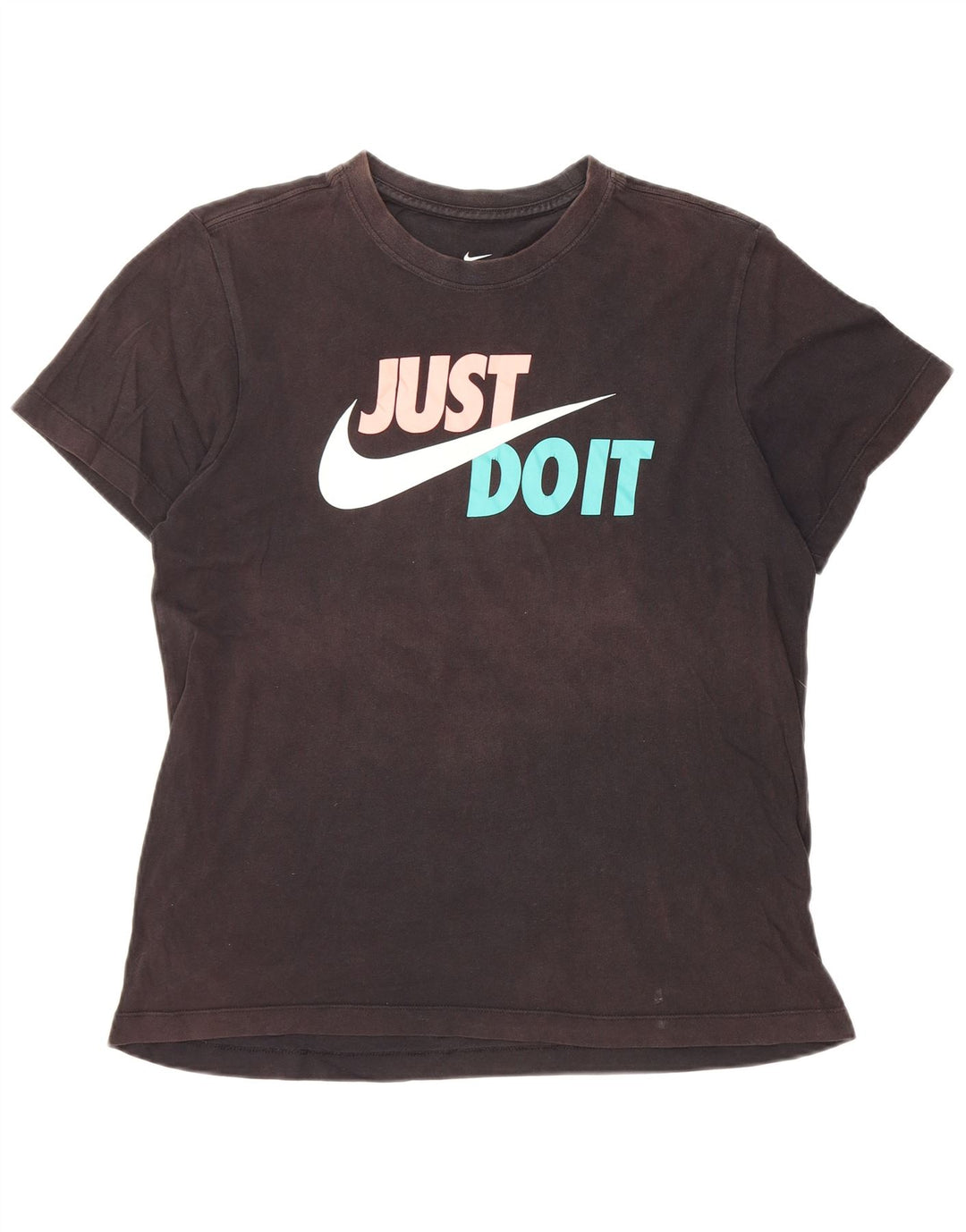Nike Womens Graphic T-Shirt Top UK 14 Mittelschwarze Baumwolle