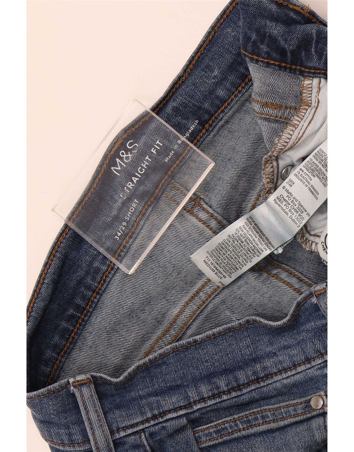 Marks & Spencer Herren Straight Jeans W34 L29 Blaue Baumwolle