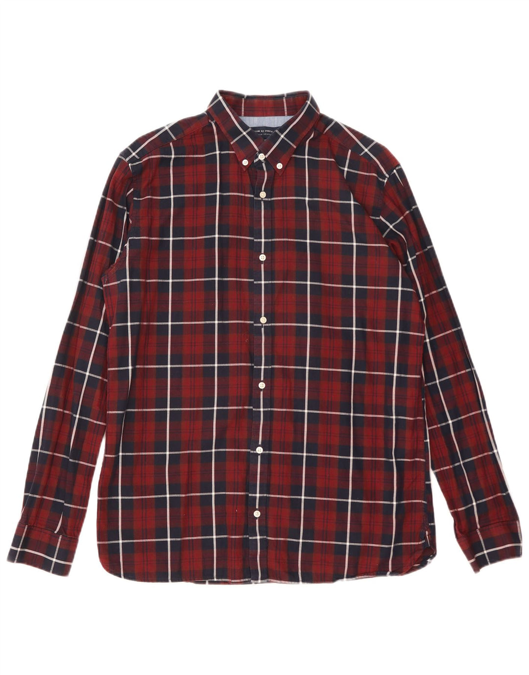 Jack & Jones Herrenhemd XL Burgunderrot kariert Baumwolle