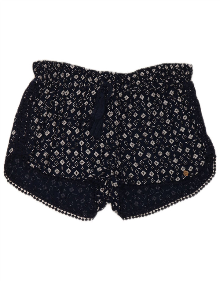 Superdry Damen Hotpants Large W32 Marineblaue geometrische Viskose