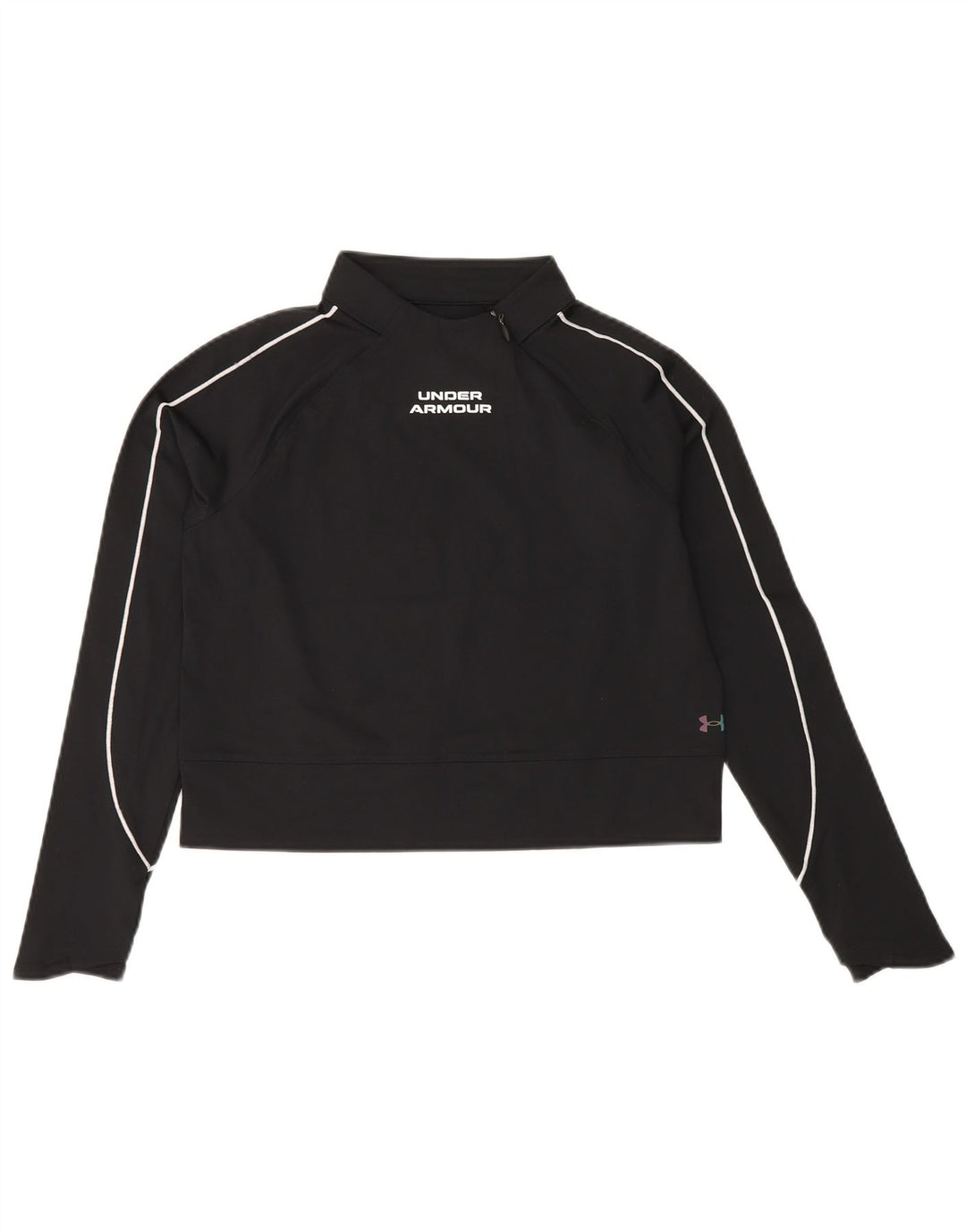 UNDER ARMOUR Damen Cold Gear Crop Sweatshirt Pullover UK 10 Small Schwarz