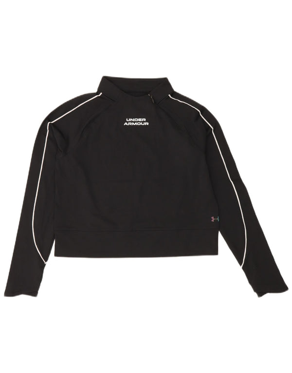 UNDER ARMOUR Damen Cold Gear Crop Sweatshirt Pullover UK 10 Small Schwarz