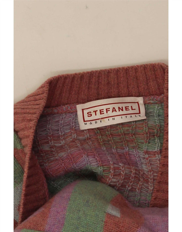 Stefanel Damen Strickjacke UK 18 XL Mehrfarbig Geometrisch
