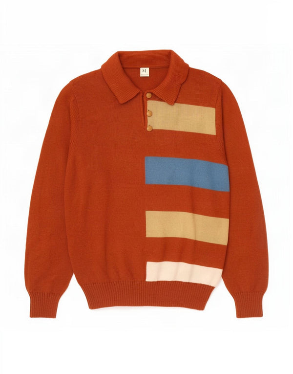 Vintage Herren Rollkragenpullover IT 50 Mittelbraun gestreift