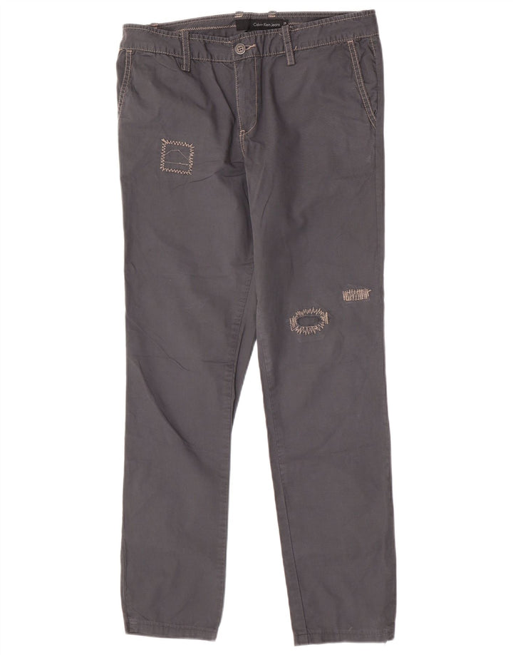 Calvin Klein Damen Gerade Chinohose W28 L29 Grau