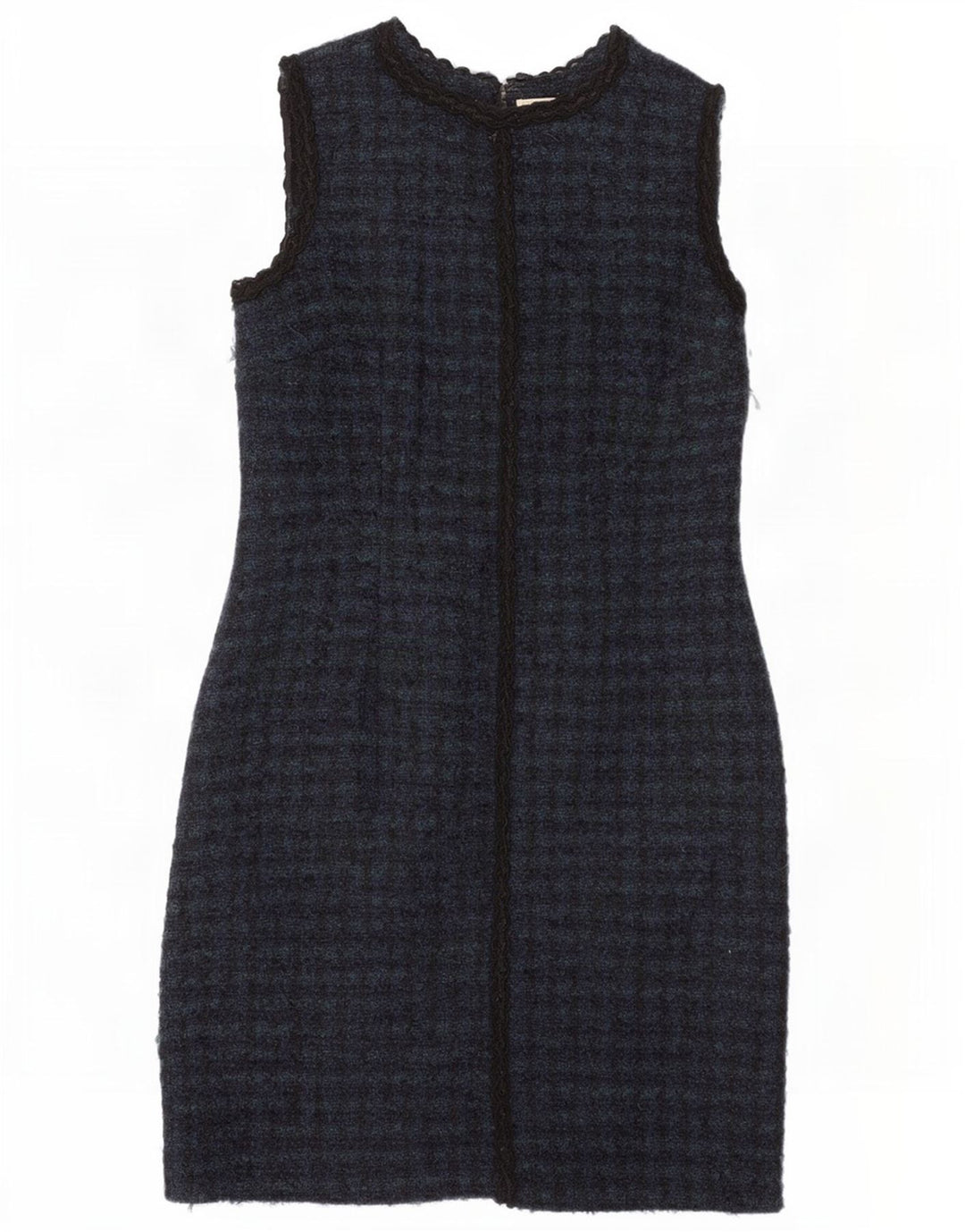 Brora Ärmelloses Damen-Etuikleid, Gr. 44, Marineblau, Wolle mit Hahnentrittmuster