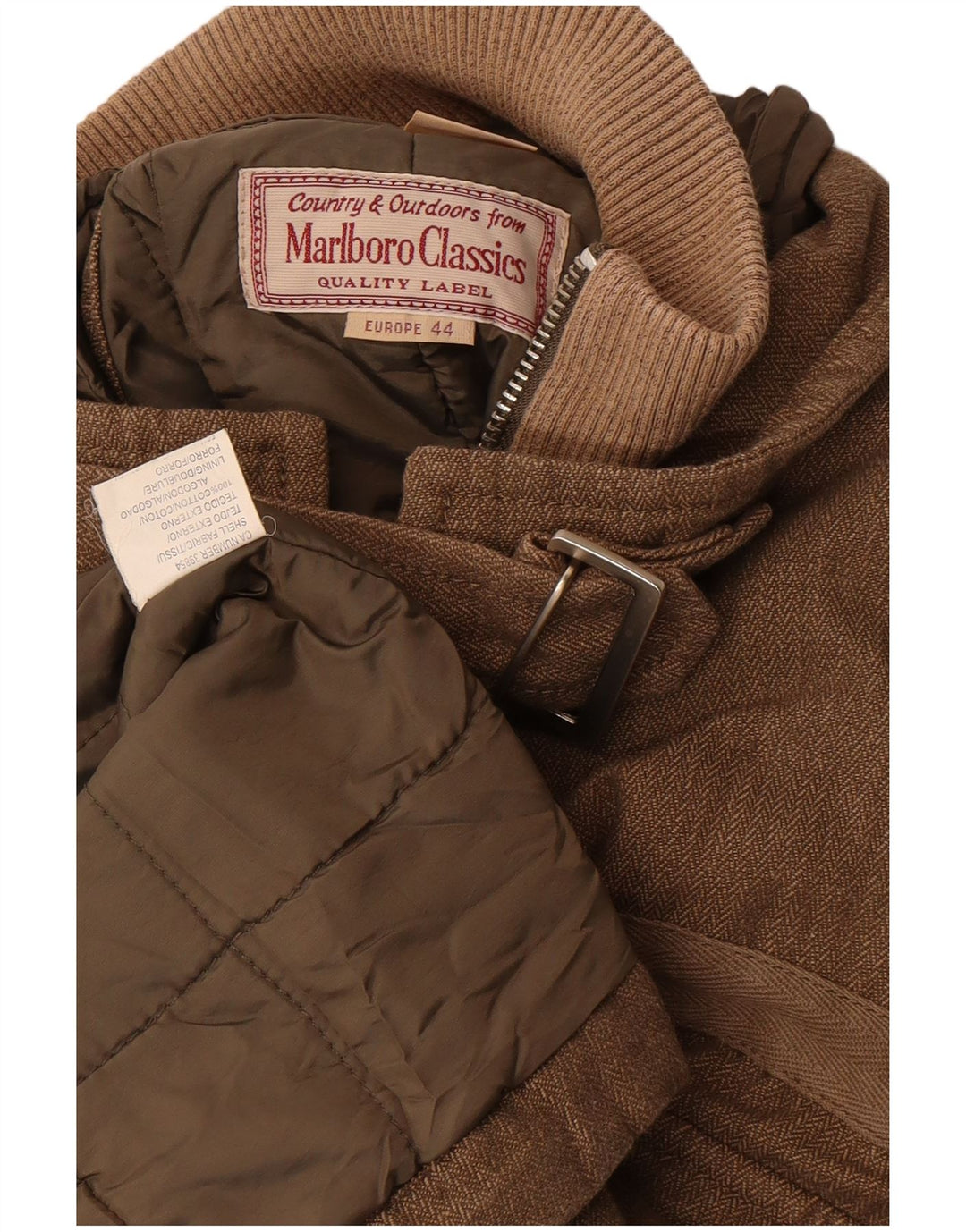 Marlboro Classics Damen Utility-Jacke EU 44 XL Braune Baumwolle mit Fischgrätenmuster