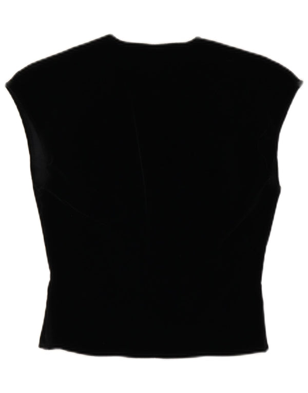 Vintage Damen Weste Bluse Top IT 44 Medium Schwarz