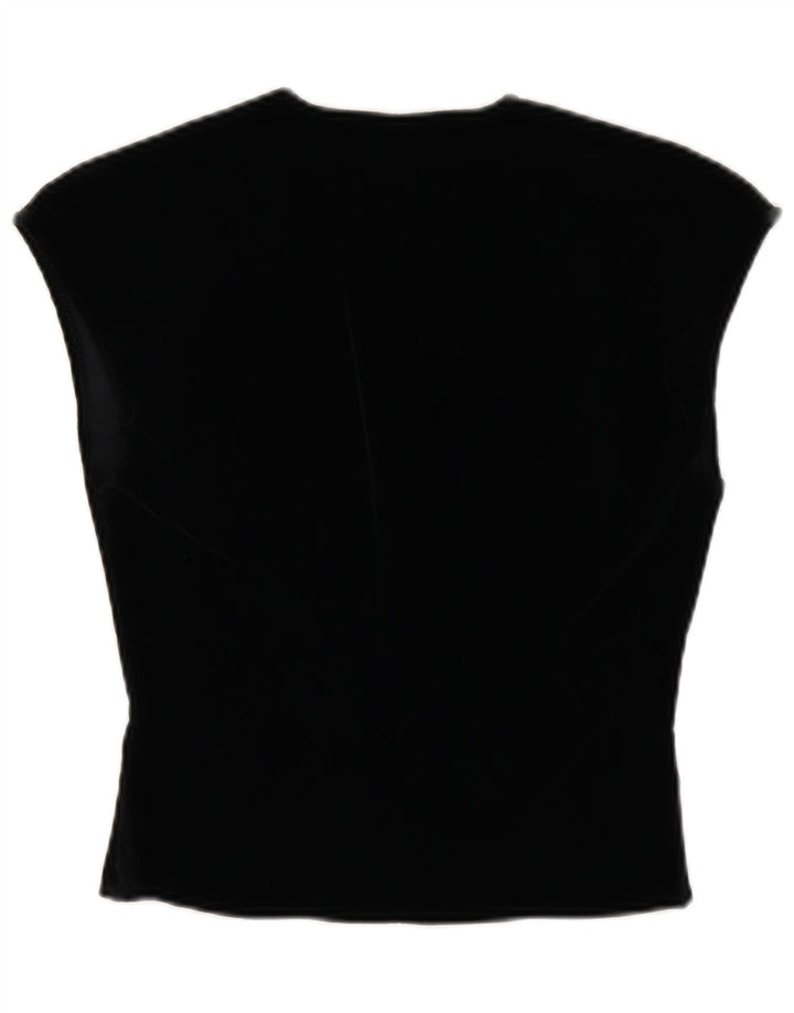 Vintage Damen Weste Bluse Top IT 44 Medium Schwarz