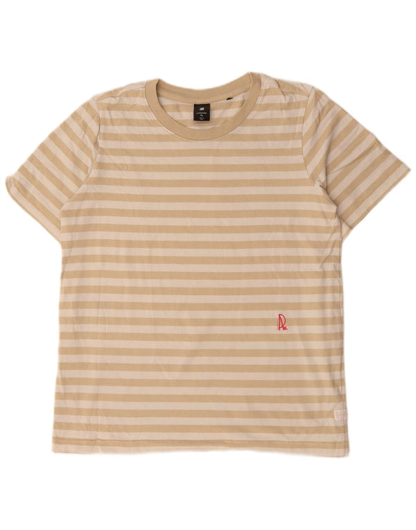 G-STAR Damen T-Shirt Top UK 18 XL Beige gestreifte Baumwolle
