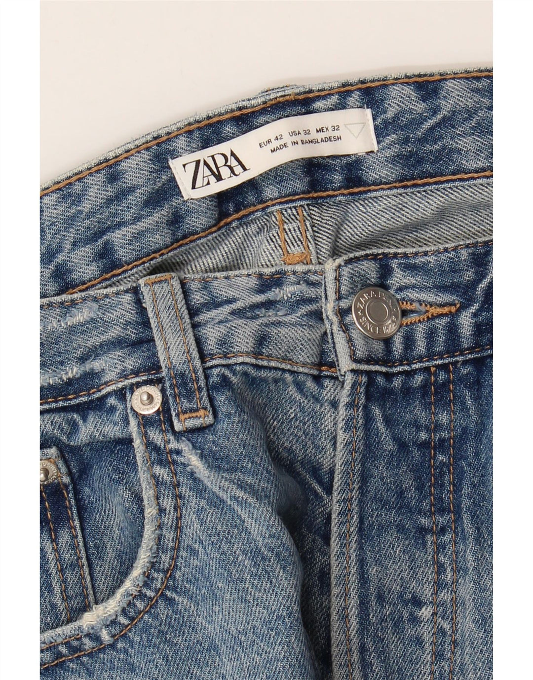 Zara Herren Straight Jeans EU 42 Large W32 L27 Blau
