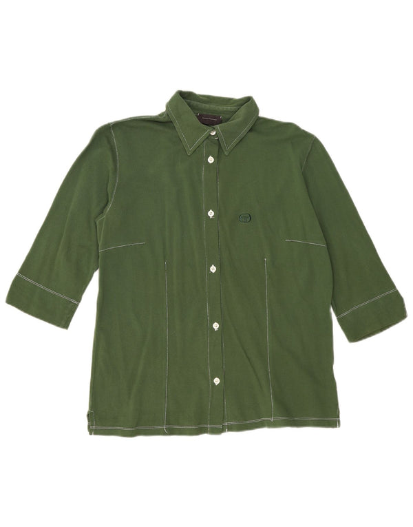 Sergio Tacchini Damen 3/4-Ärmel-Hemdbluse UK 16 Large Grün