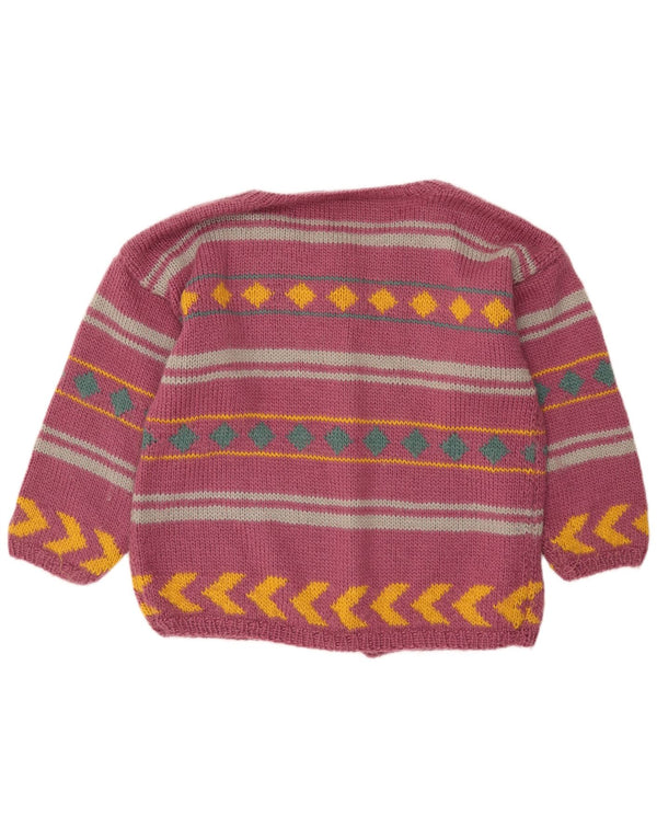 VINTAGE Damen Cardigan Pullover UK 18 XL Lila gestreift