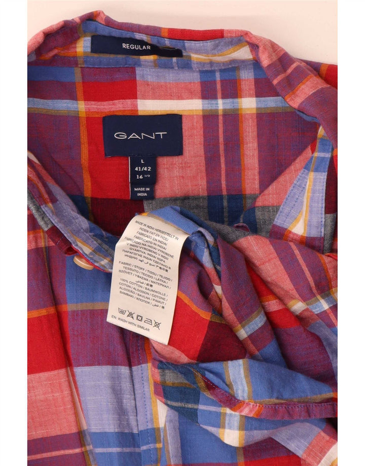 Gant Herren-Hemd mit normaler Passform, Größe 41/42, 16 1/2, großes, mehrfarbiges Karomuster