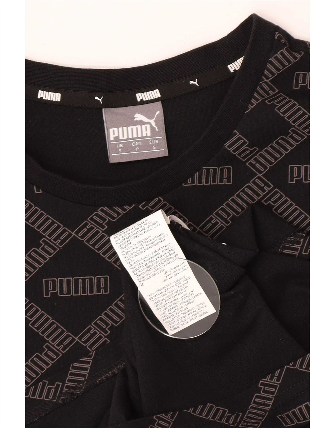 Puma Herren Grafik T-Shirt Top Small Schwarz Baumwolle