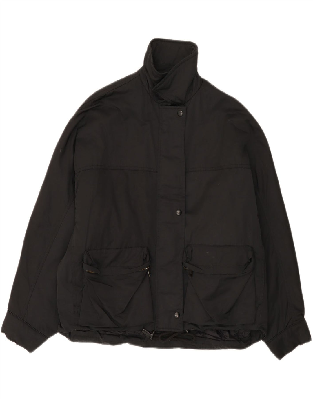 Zara Damen Übergroße wattierte Jacke UK 6 XS Schwarzes Nylon