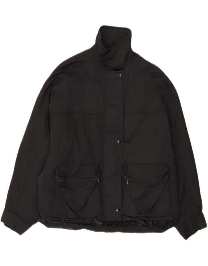 Zara Damen Übergroße wattierte Jacke UK 6 XS Schwarzes Nylon