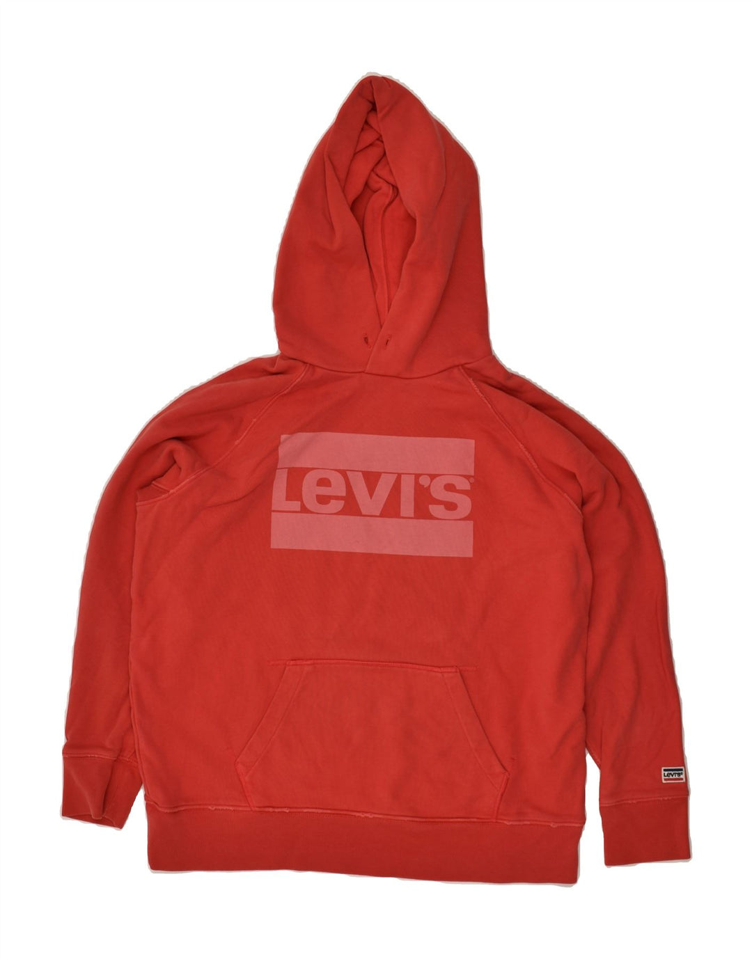 LEVI'S Womens Graphic Hoodie Jumper UK 14 Medium Red Cotton | Vintage Levi's | Thrift | Second-Hand Levi's | Used Clothing | Messina Hembry 