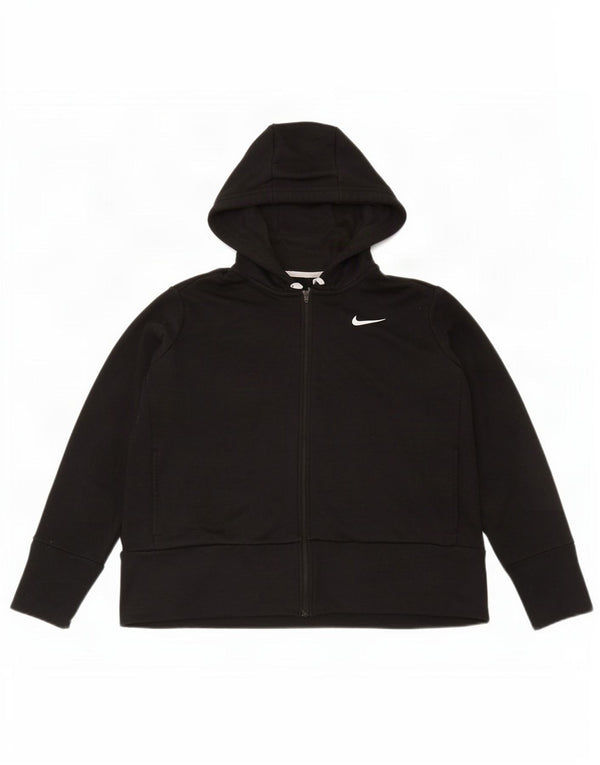 Nike Damen Dri Fit Zip Hoodie Pullover UK 16 Large Schwarz Polyester