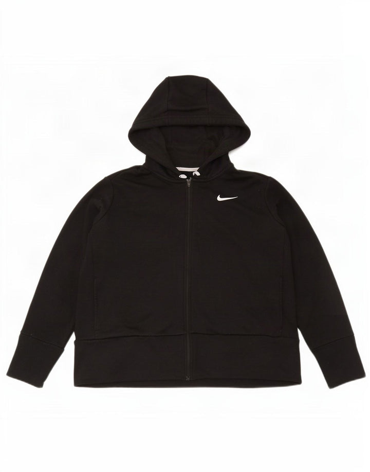 Nike Damen Dri Fit Zip Hoodie Pullover UK 16 Large Schwarz Polyester