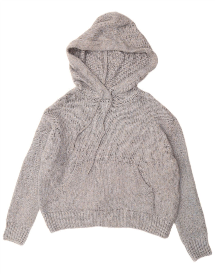 ZARA Damen-Pullover, übergroß, mit Kapuze, Gr. 10, klein, blau gefleckt