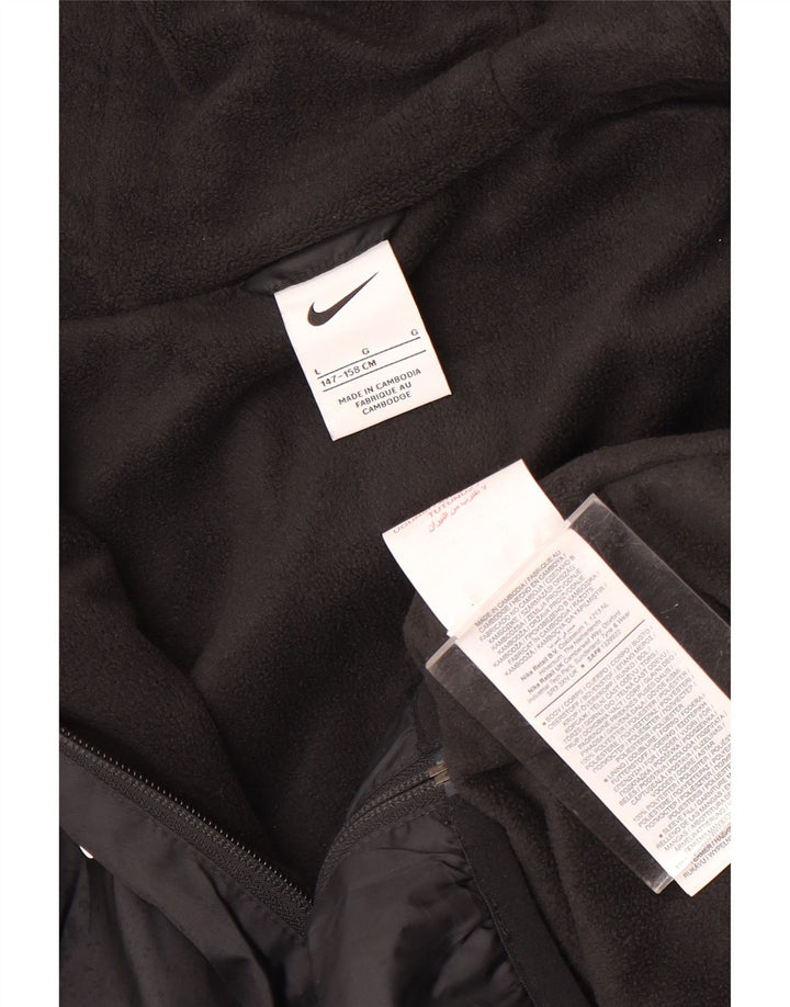 Nike Jungen-Windbreakerjacke mit Kapuze, 12–13 Jahre, mittelgroßes schwarzes Polyester