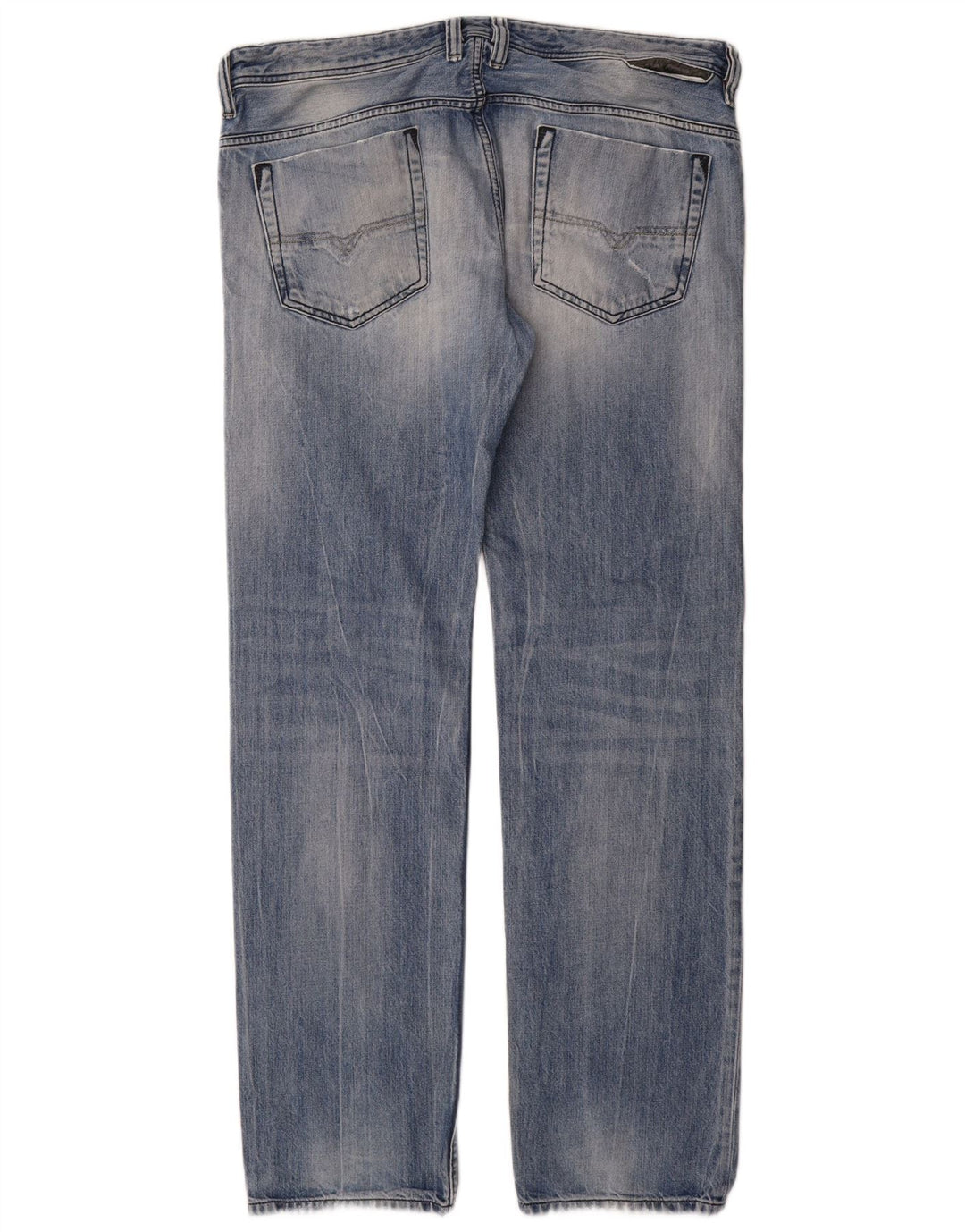 Diesel Herren Distressed Straight Jeans W36 L34 Blaue Baumwolle